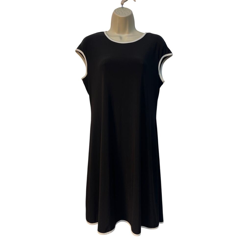 Nik and Nash Crew‎ Neck Short Sleeve Knee Length Dress Black/White Large NWT